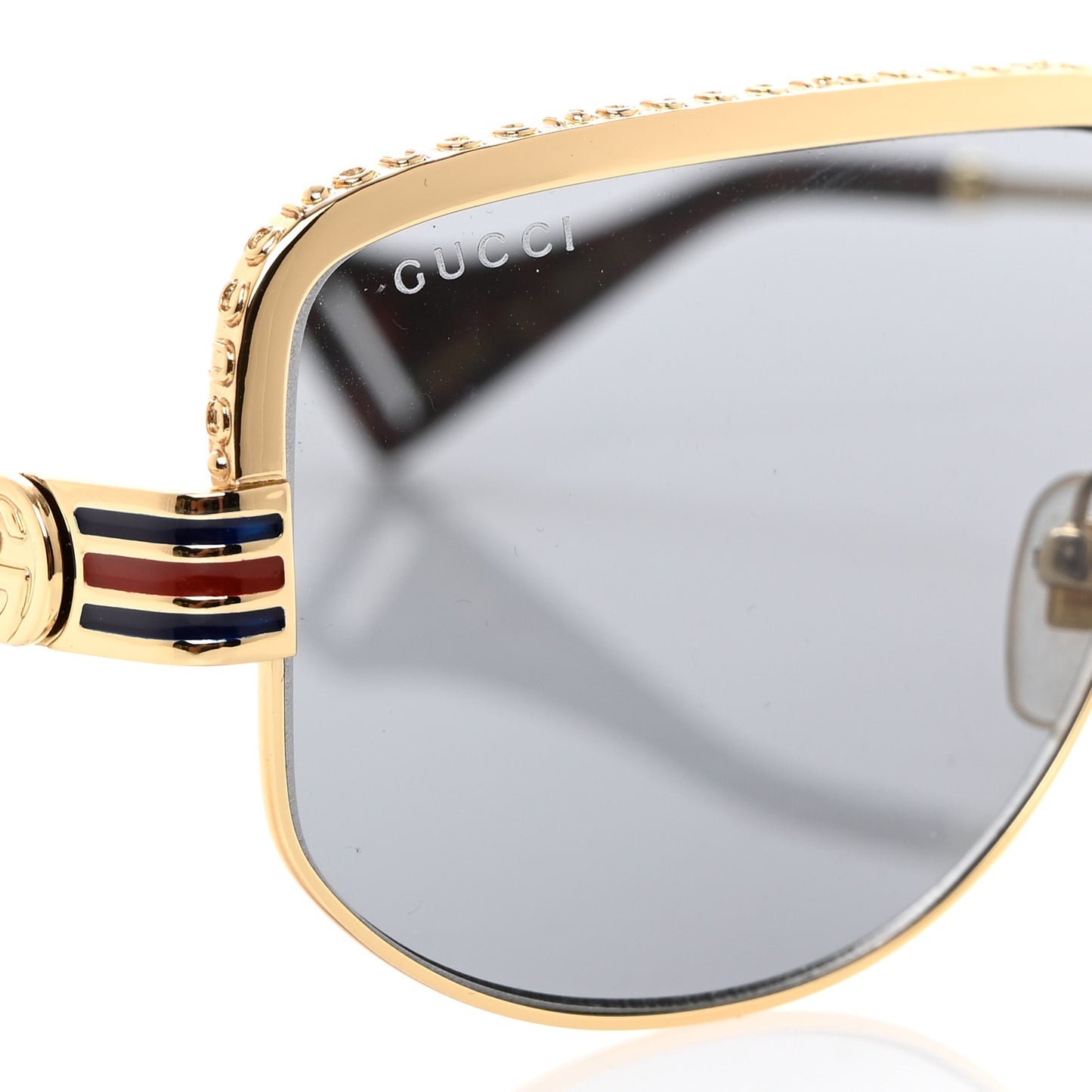 Squared Aviator Sunglasses GG0585S Gold Grey