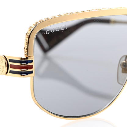 Gucci Squared Aviator Sunglasses GG0585S Gold Grey 7 of 8