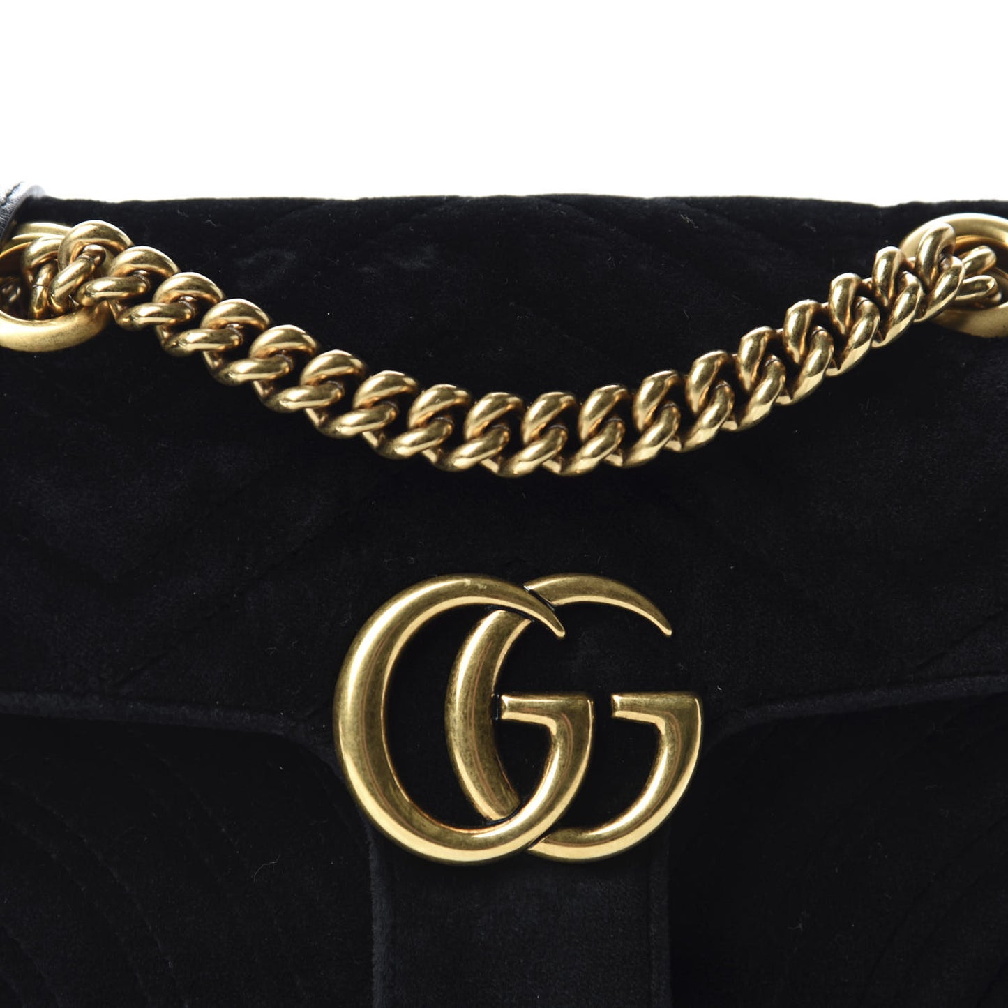 Velvet Matelasse Mini GG Marmont Shoulder Bag Black