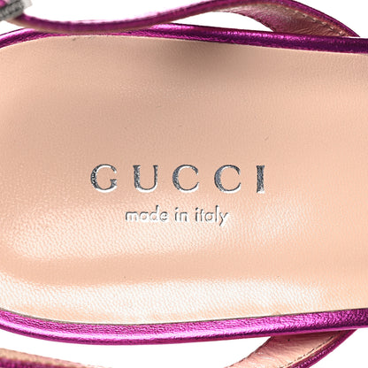 Gucci Metallic Nappa Crawford Knot Slingback Sandals 41 Fuxia 7 of 8