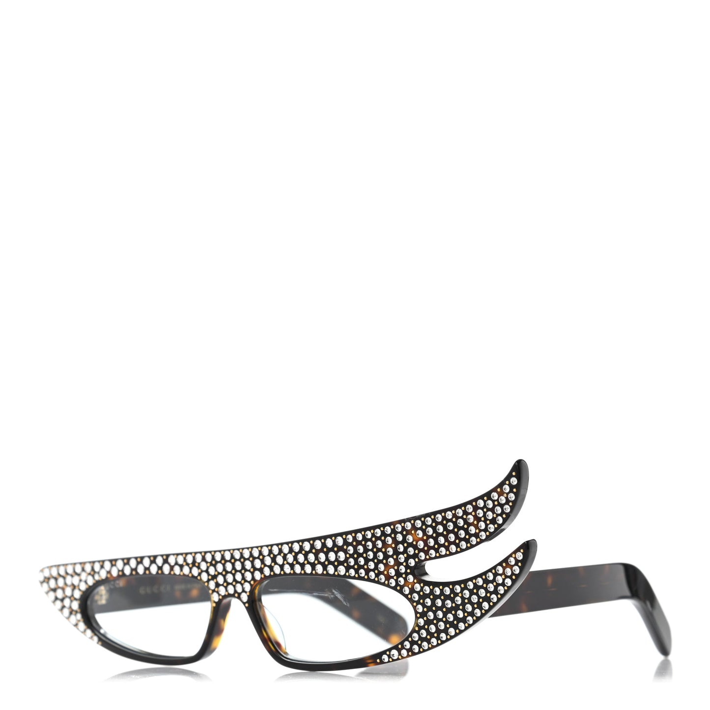 Acetate Asymmetrical Crystal Sunglasses GG0240S Havanna