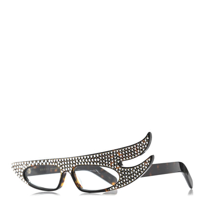 Gucci Acetate Asymmetrical Crystal Sunglasses GG0240S Havanna 1 of 10
