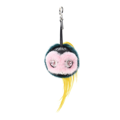 Fendi Mink Goat Fur QuTweet Jungle Bag Bug Charm Green Yellow Pink 1 of 3