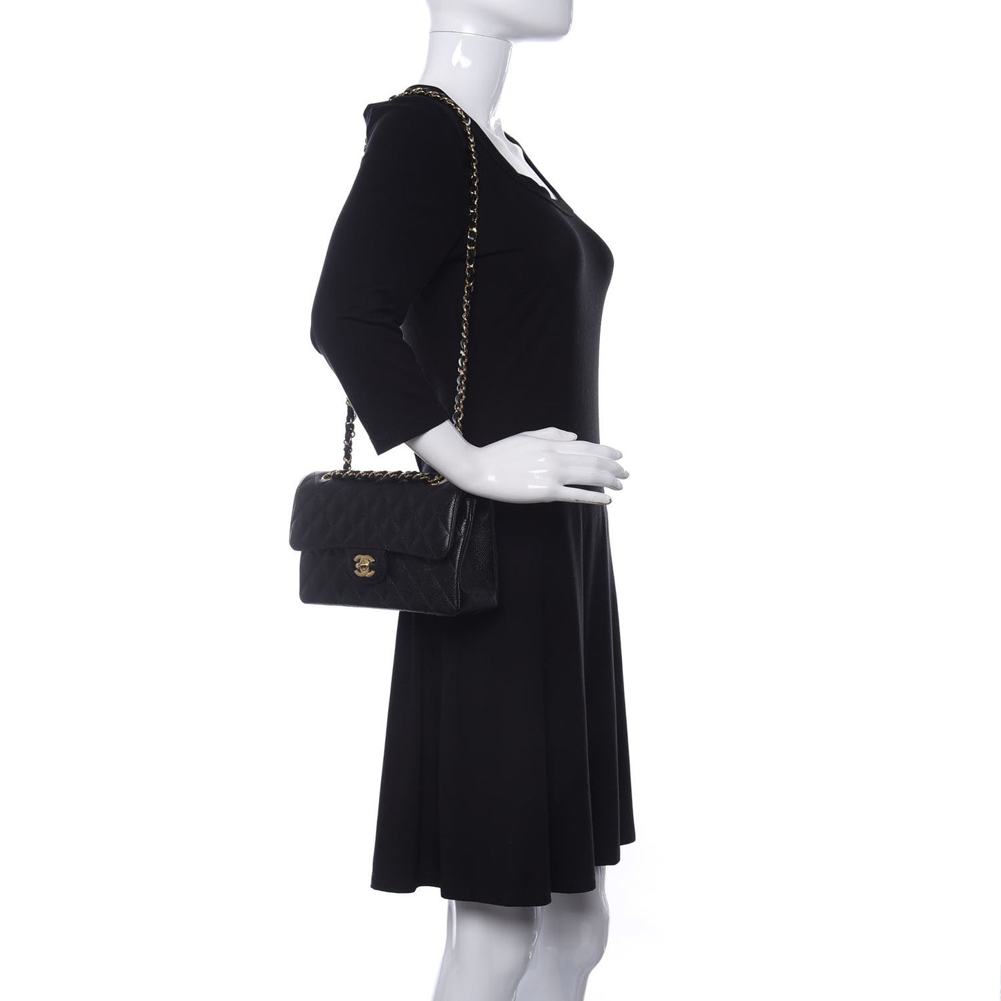 Caviar Quilted Small Double Flap Black