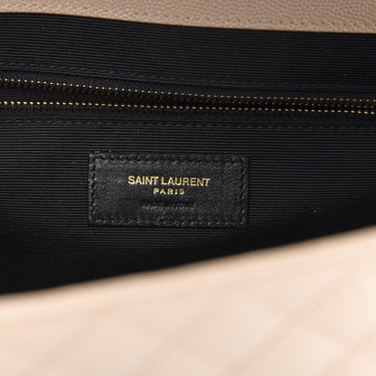 Saint Laurent Grain De Poudre Mixed Matelasse Large Triquilt Monogram Satchel Nude Powder 7 of 11