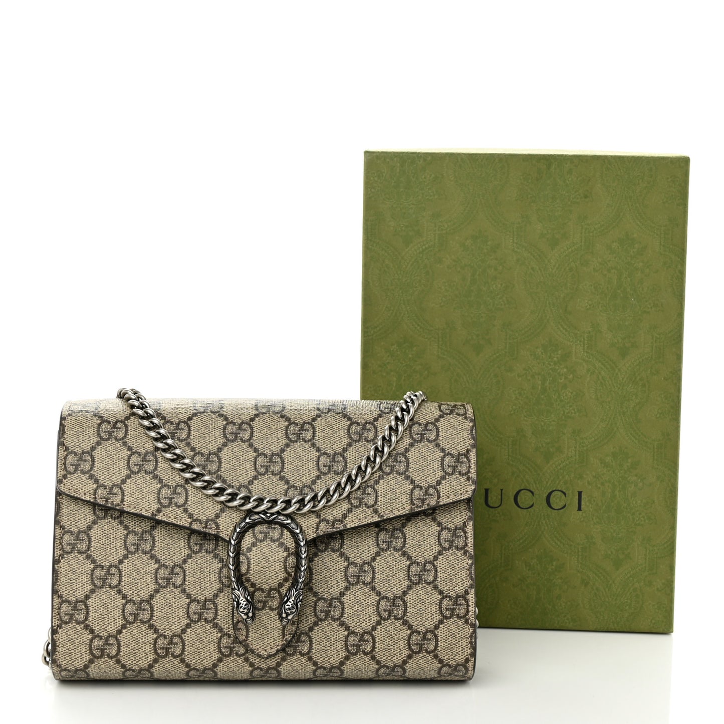 GG Supreme Monogram Mini Dionysus Chain Wallet Beige Taupe
