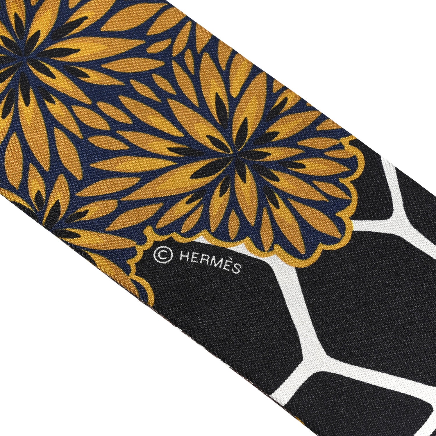 Hermes Silk The Three Graces Twilly Black Gold Taupe 4 of 4