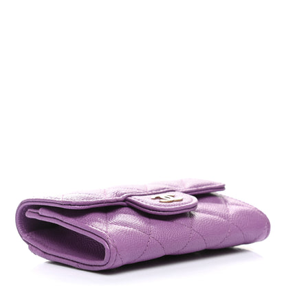 Chanel Caviar Quilted Flap Card Holder Wallet Purple 4 of 9