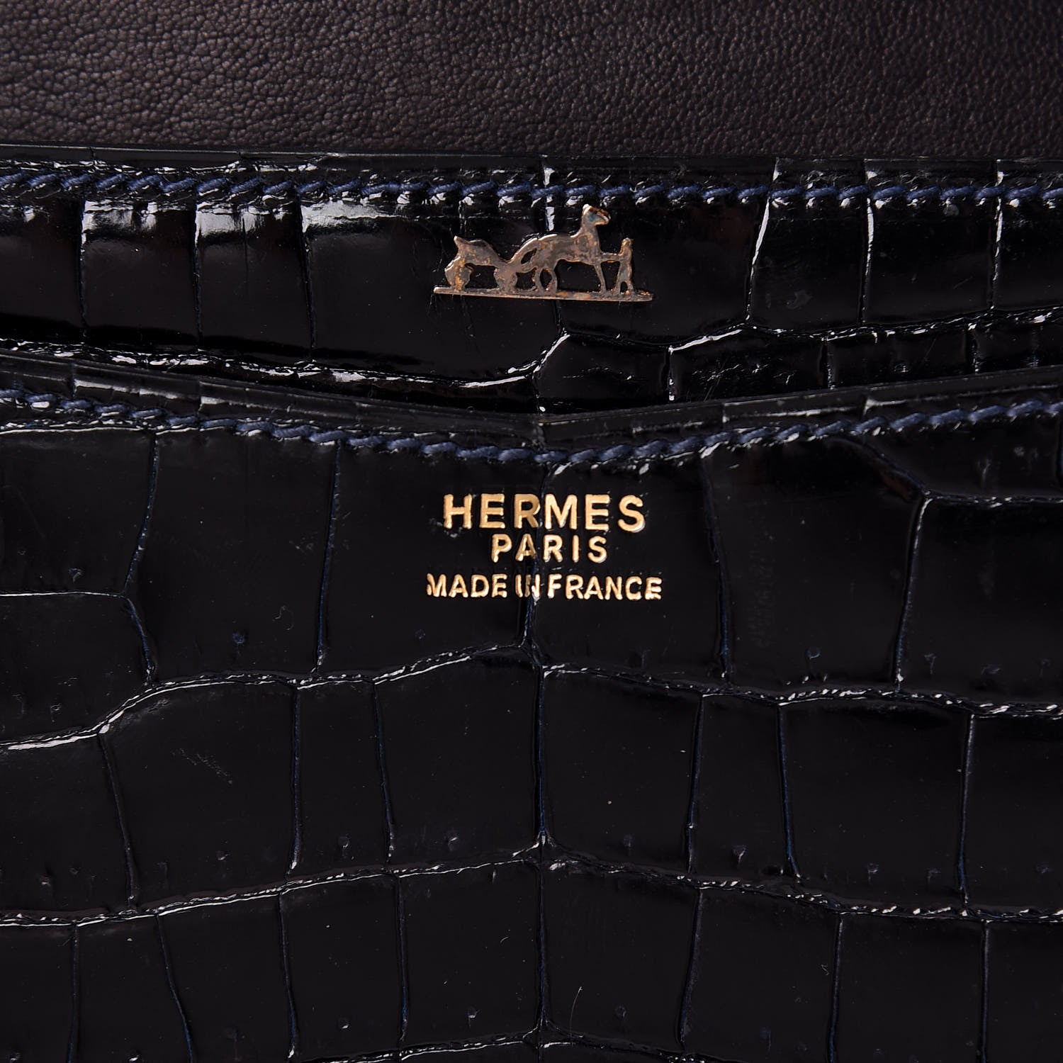 Hermes Shiny Crocodile Faco Clutch Bleu Marine 8 of 16