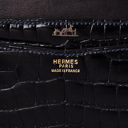 Hermes Shiny Crocodile Faco Clutch Bleu Marine 8 of 16