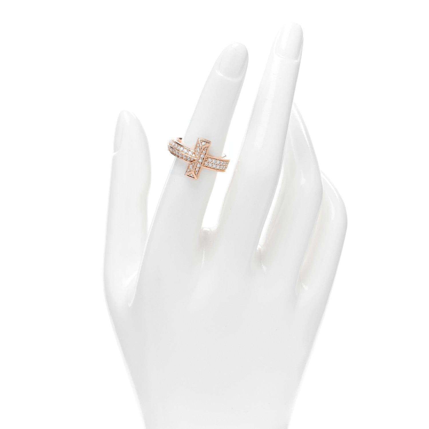 Tiffany 18K Rose Gold Diamond Wide T T1 Ring 52 6 2 of 5