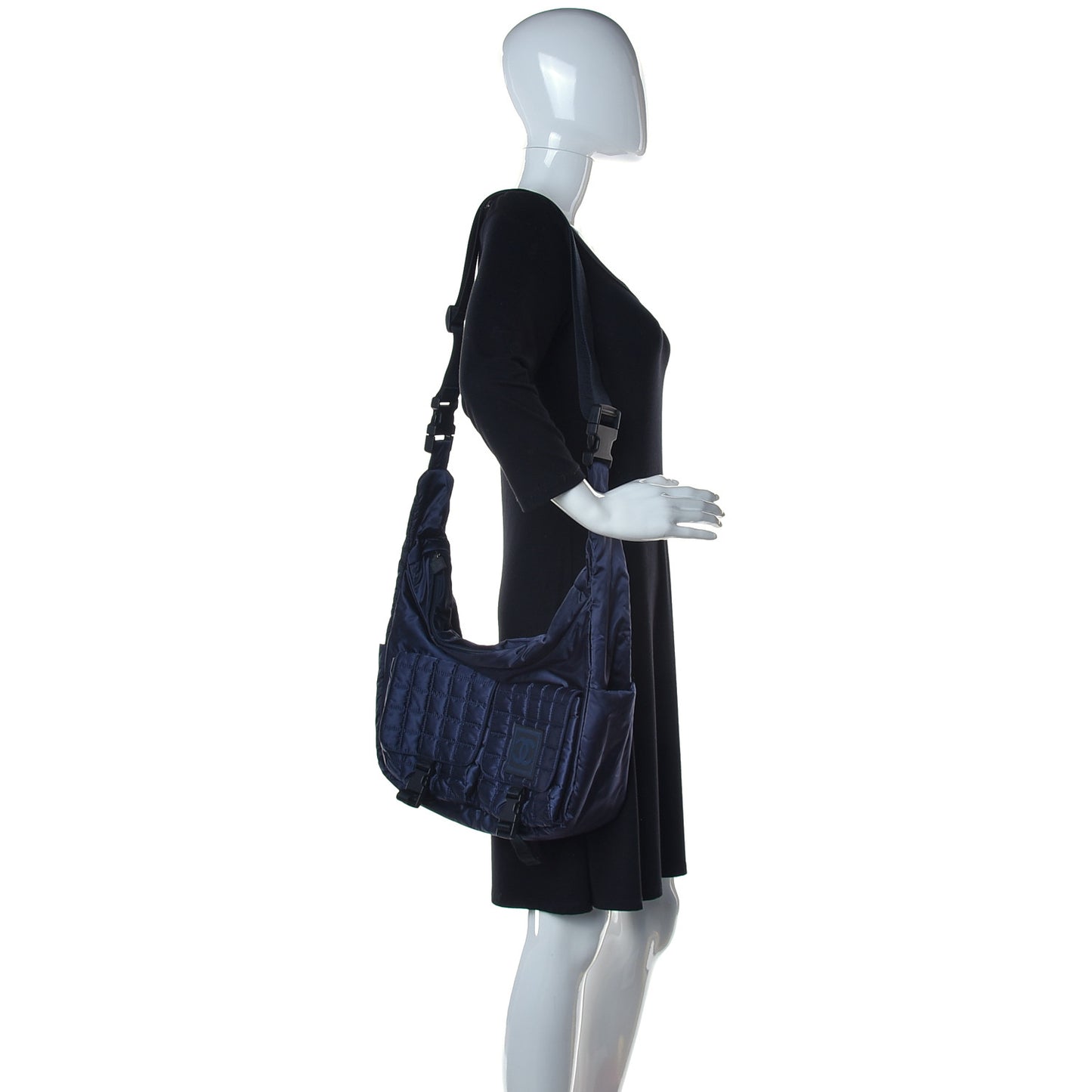 Nylon Quilted Sport CC Messenger Navy Blue