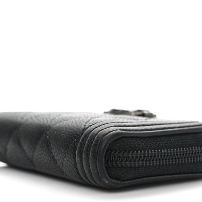 Chanel Caviar Quilted Boy Zip Around Coin Purse Wallet Black 9 of 11