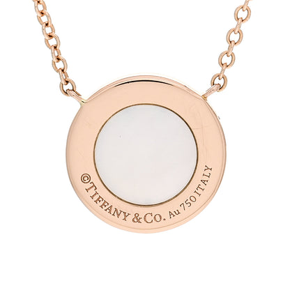 Tiffany 18K Rose Gold Diamond Mother of Pearl Small T Circle Pendant Necklace 4 of 6