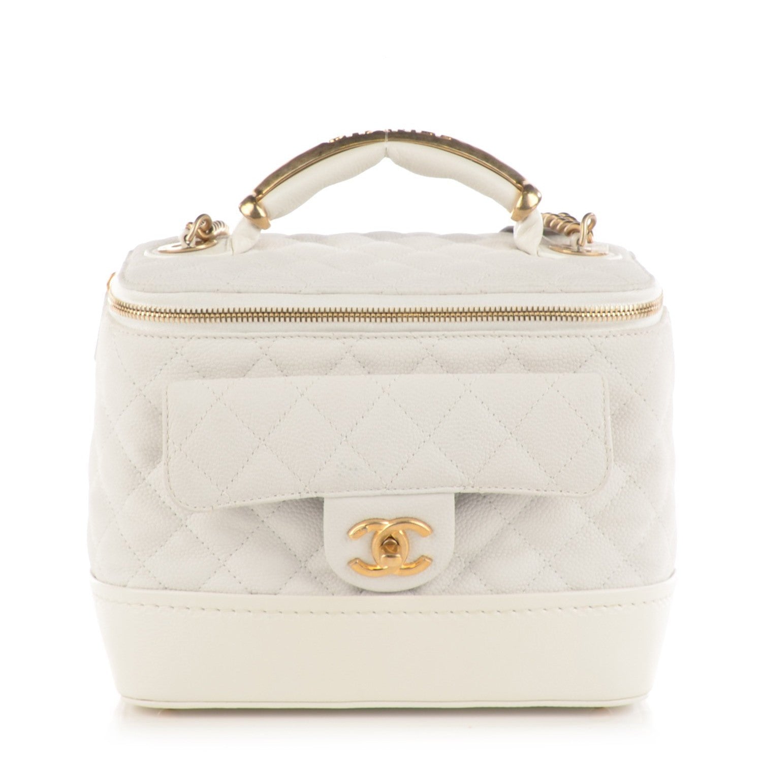 Chanel Iridescent Grained Calfskin Globe Trotter Vanity Case White 1 of 6