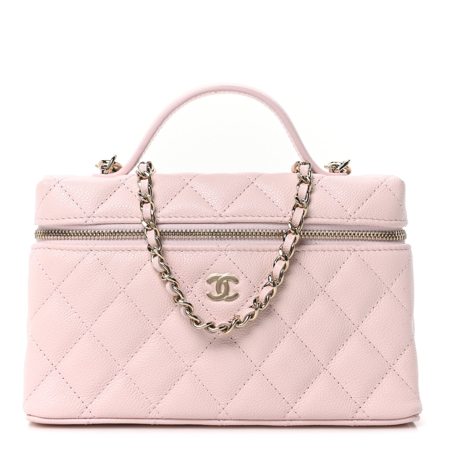 Chanel Caviar Quilted Top Handle Slim Vanity With Chain Light Pink 1 of 11