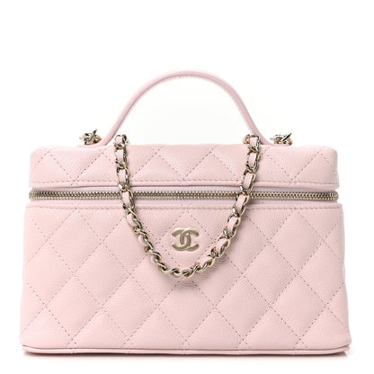 Chanel Caviar Quilted Top Handle Slim Vanity With Chain Light Pink 1 of 11