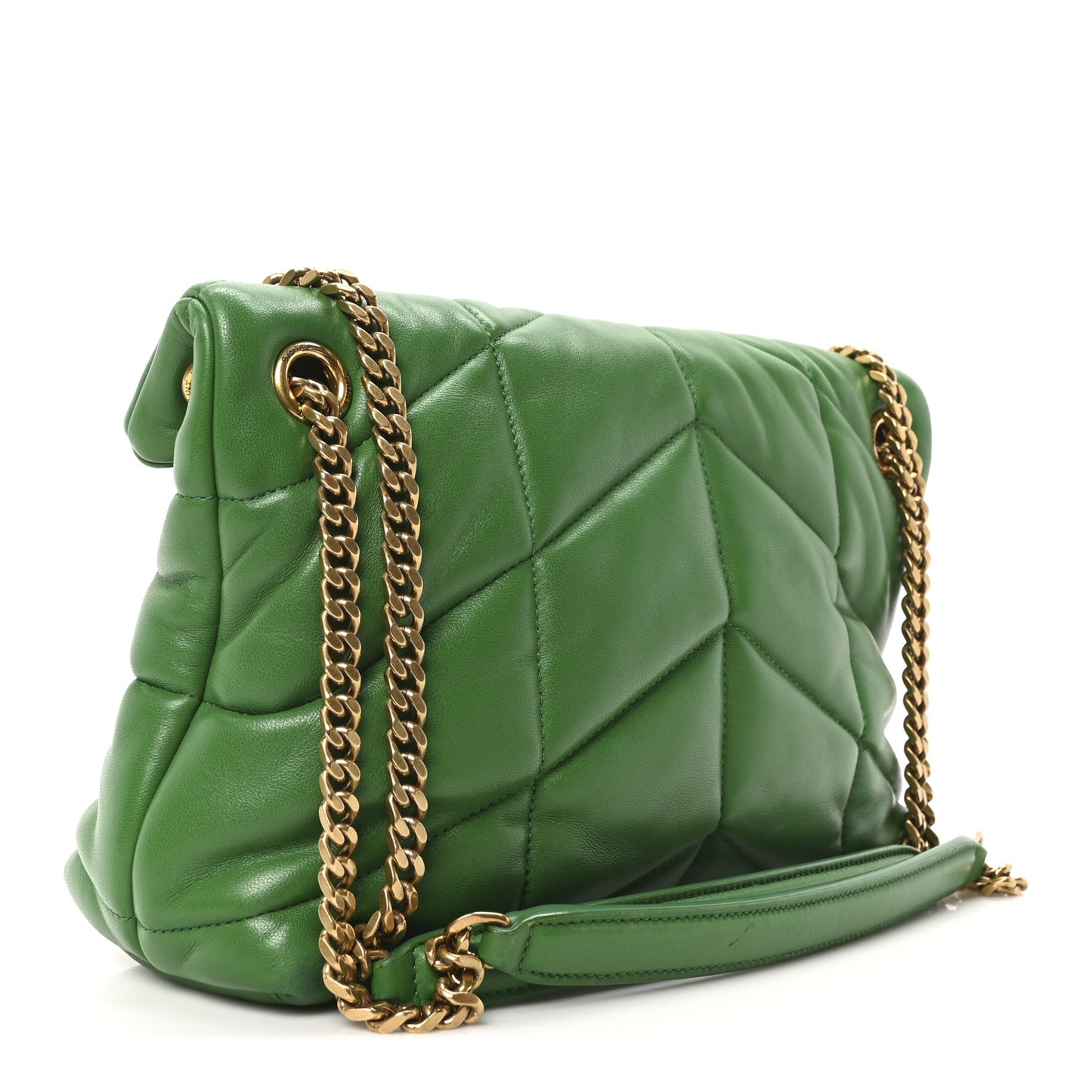 Lambskin Quilted Small Loulou Puffer Monogram Chain Satchel New Vert