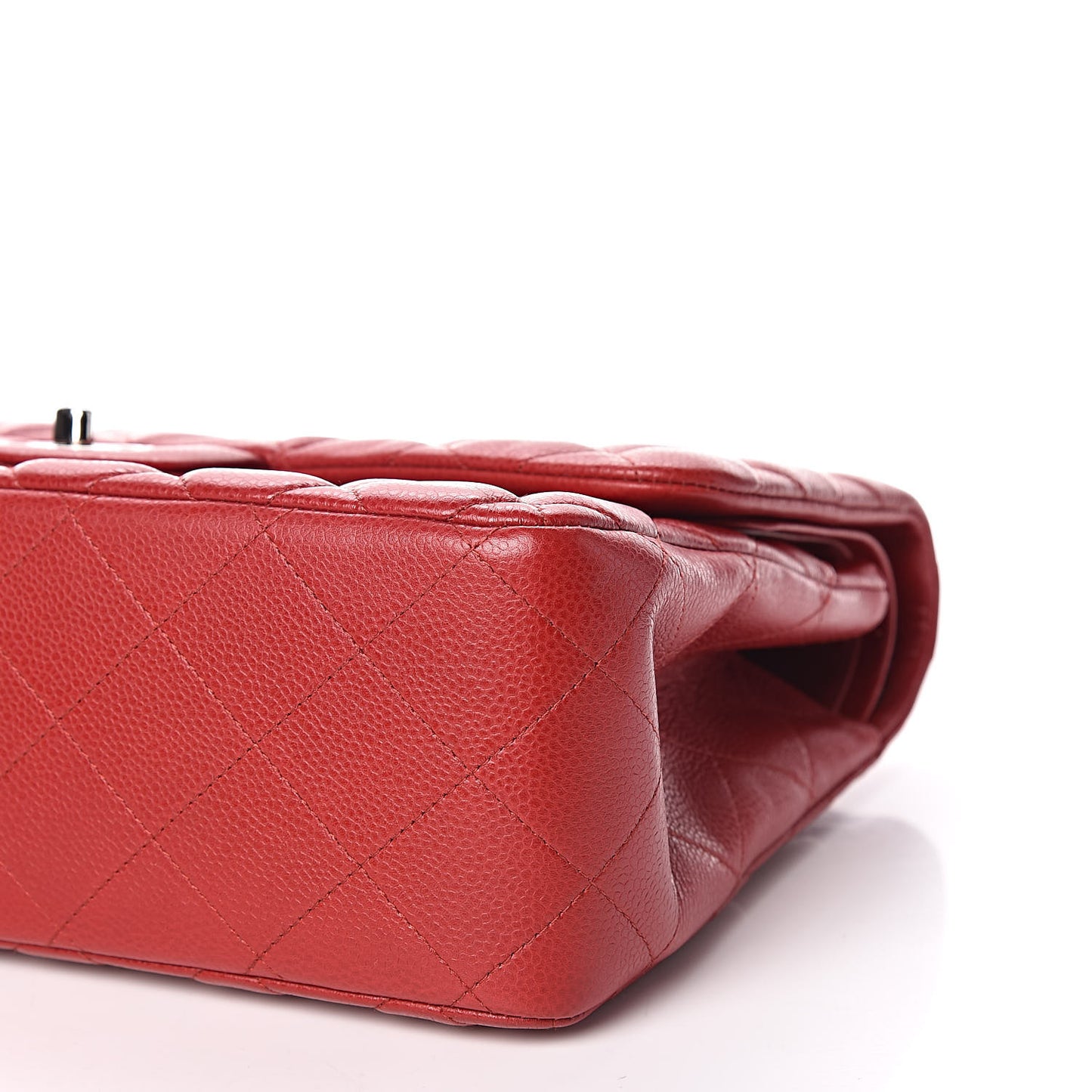 Caviar Quilted Jumbo Double Flap Red