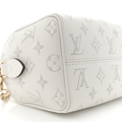 Louis Vuitton Monogram Embossed Calfskin Speedy Bandouliere 20 White Blanc 8 of 11