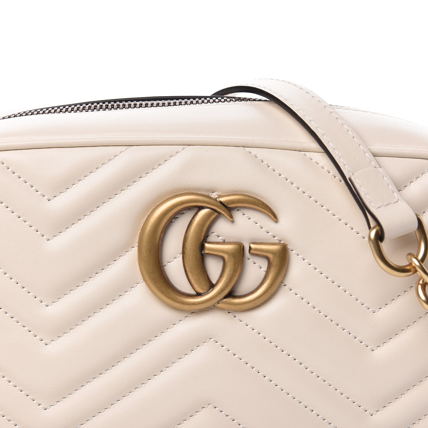 Gucci Calfskin Matelasse Small GG Marmont Chain Shoulder Bag White 8 of 10