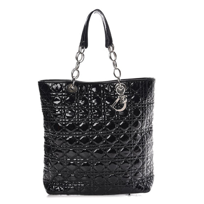 Christian Dior Patent Cannage Dior Soft Shopping Tote Black 1 of 8