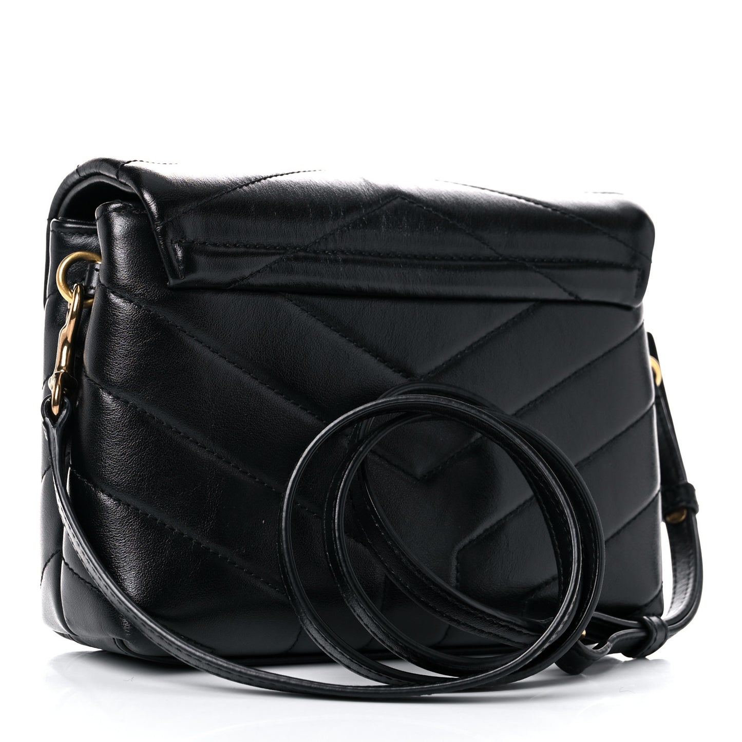 Calfskin Y Quilted Monogram Toy Loulou Crossbody Bag Black
