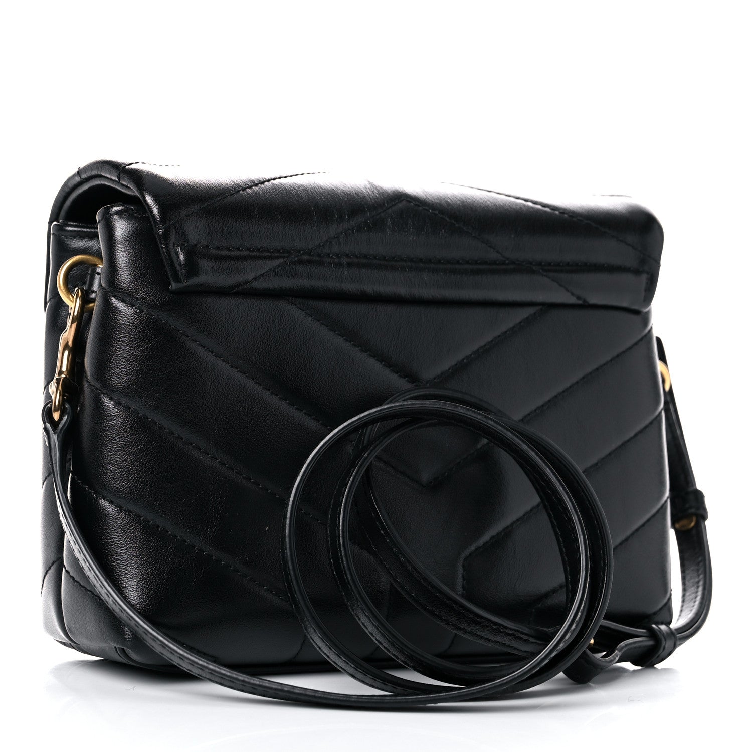 Saint Laurent Calfskin Y Quilted Monogram Toy Loulou Crossbody Bag Black 3 of 12
