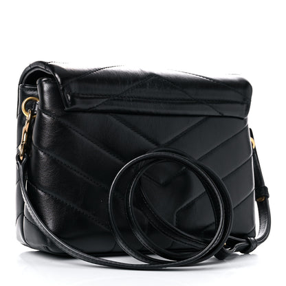 Saint Laurent Calfskin Y Quilted Monogram Toy Loulou Crossbody Bag Black 3 of 12
