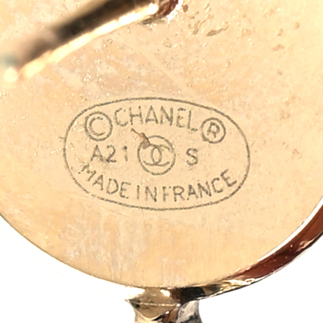 Chanel Metal Pearl CC Dangle Earrings Gold 4 of 4