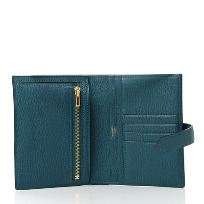 Hermes Chevre Mysore Bearn Compact Wallet Vert Bosphore 5 of 7