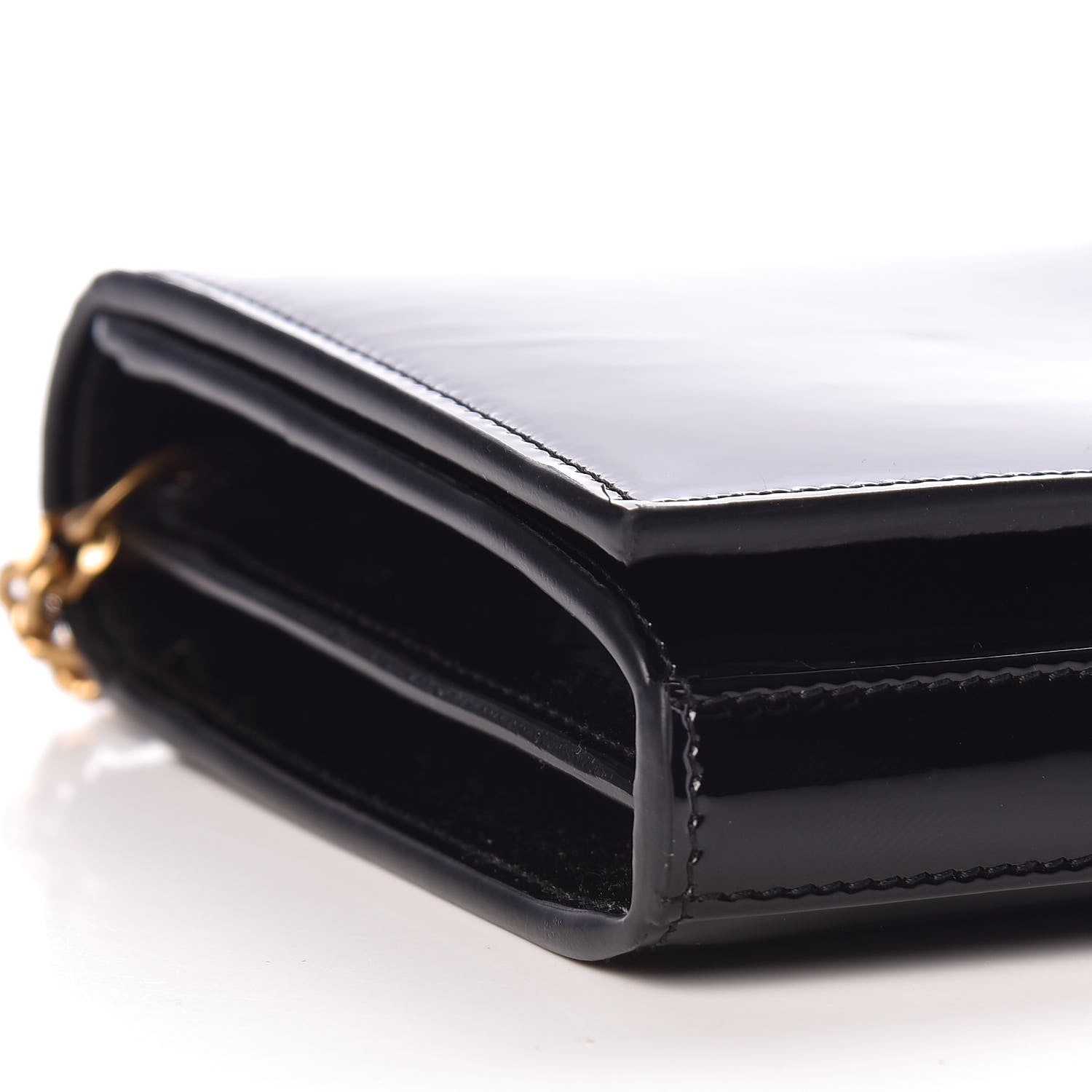 Saint Laurent Patent Calfskin Monogram Kate Wallet On Chain Black 7 of 9