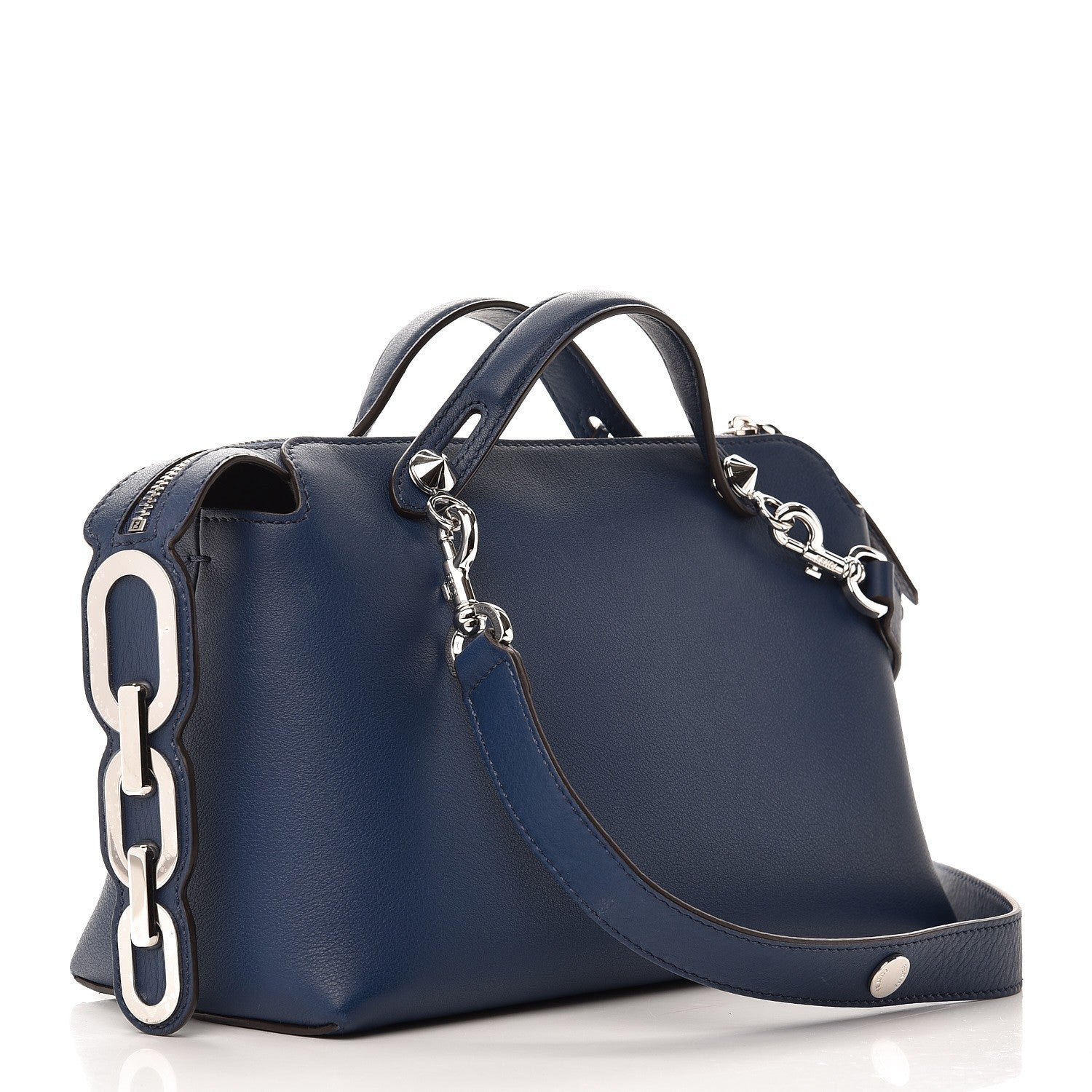Fendi Vitello Dolce Chain Tail Medium By The Way Boston Bag Blue 3 of 11