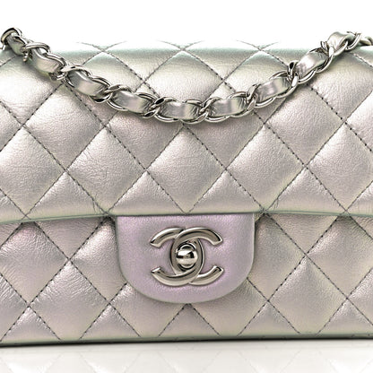 Chanel Iridescent Lambskin Quilted Mini Rectangular Flap Light Purple 8 of 13