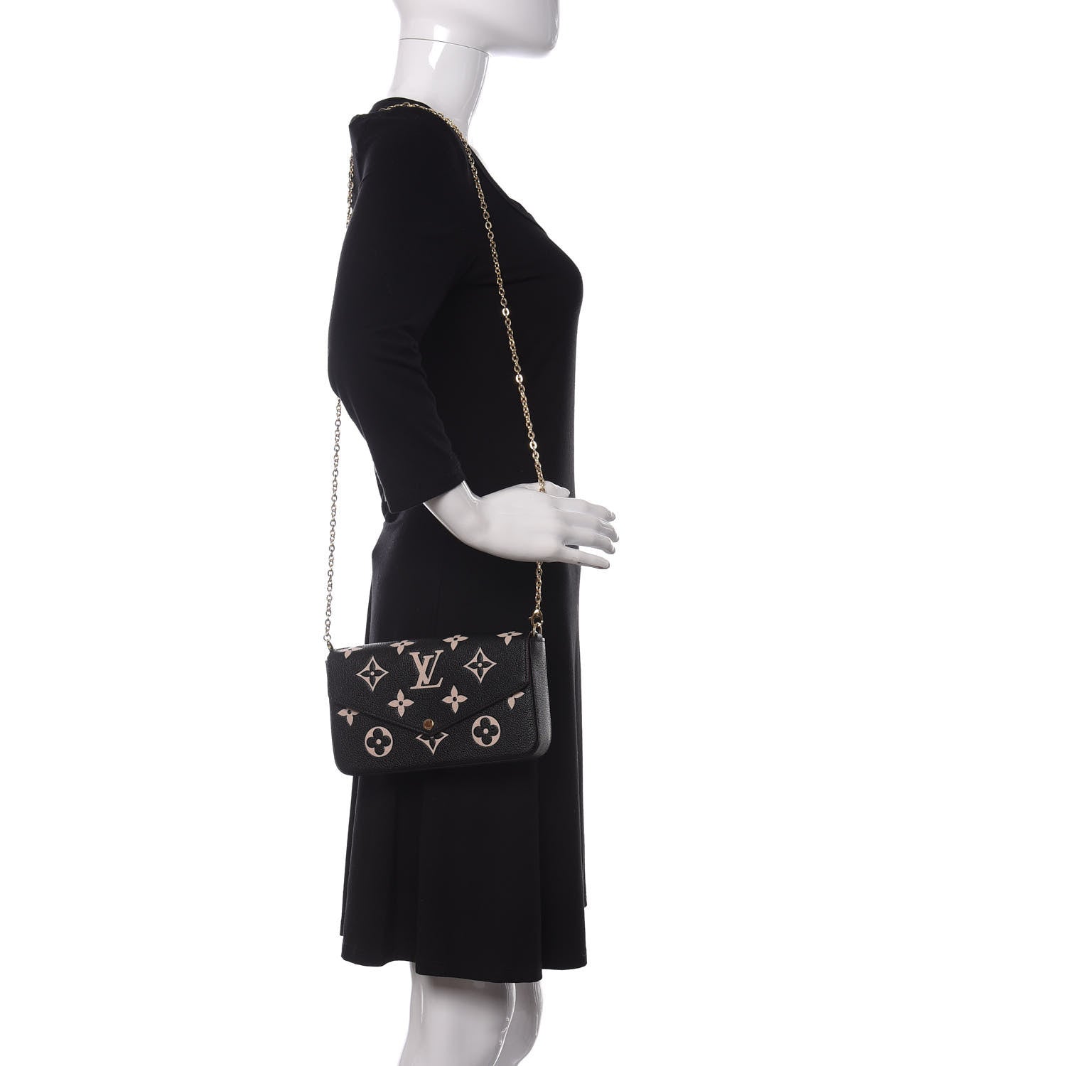 Louis Vuitton Empreinte Monogram Giant Felicie Pochette Black Beige 2 of 11