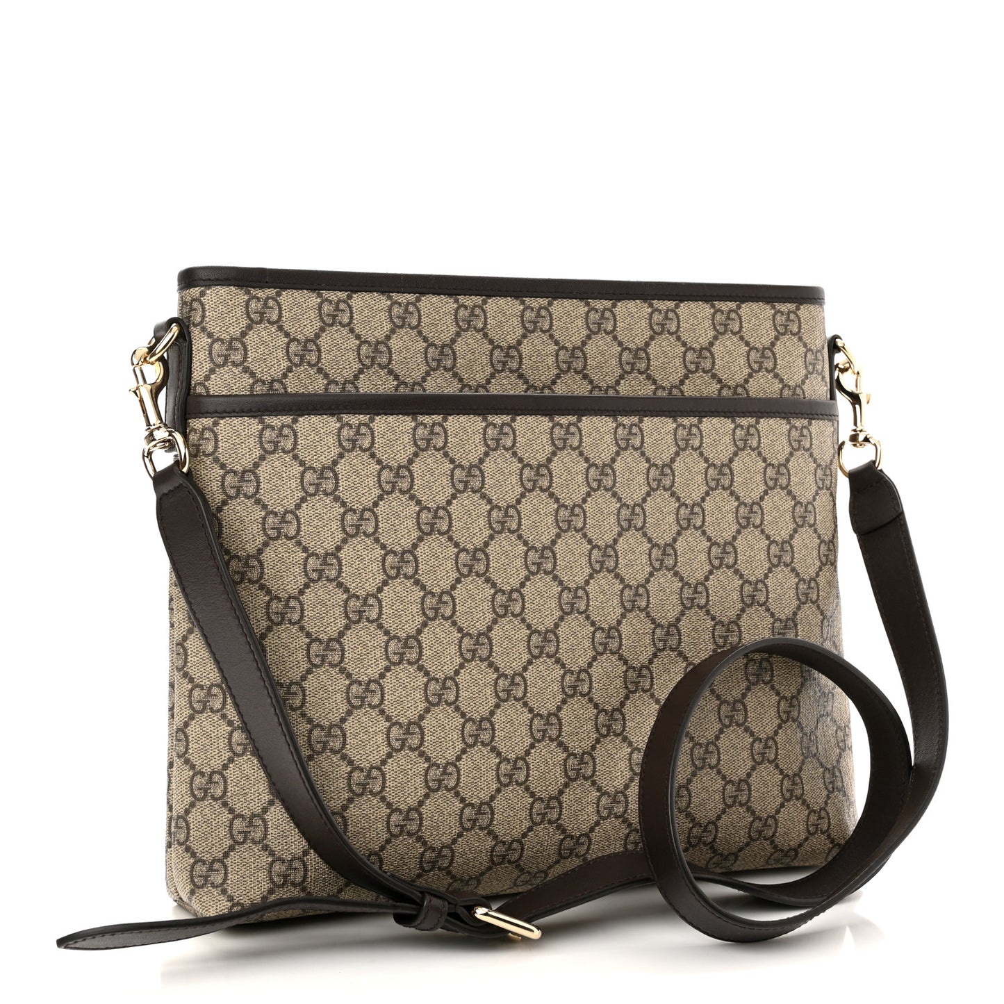GG Plus Monogram Medium Flat Messenger Bag Dark Brown