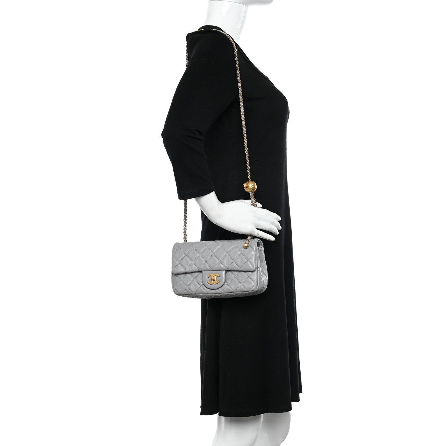 Chanel Lambskin Quilted Mini Rectangular Pearl Crush Flap Grey 2 of 11