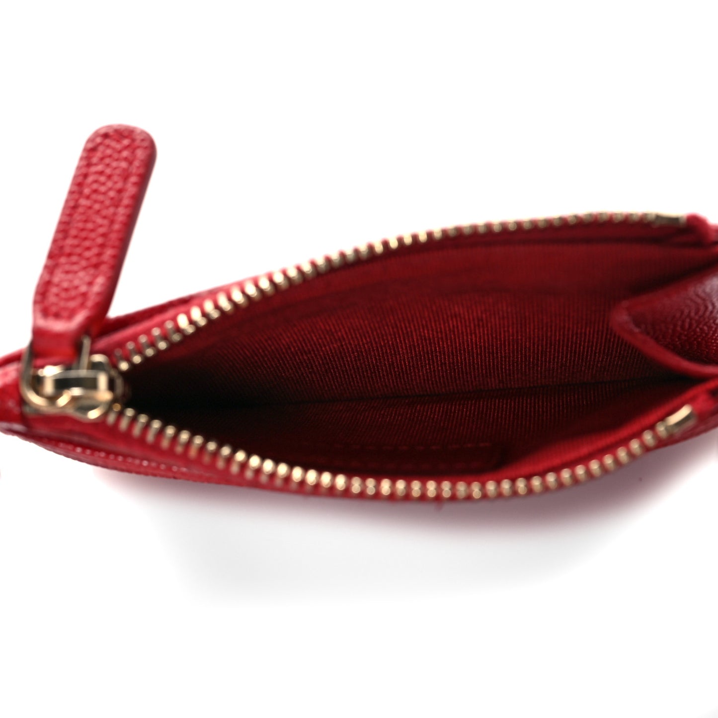 Caviar Quilted CC Zip Card Holder Red