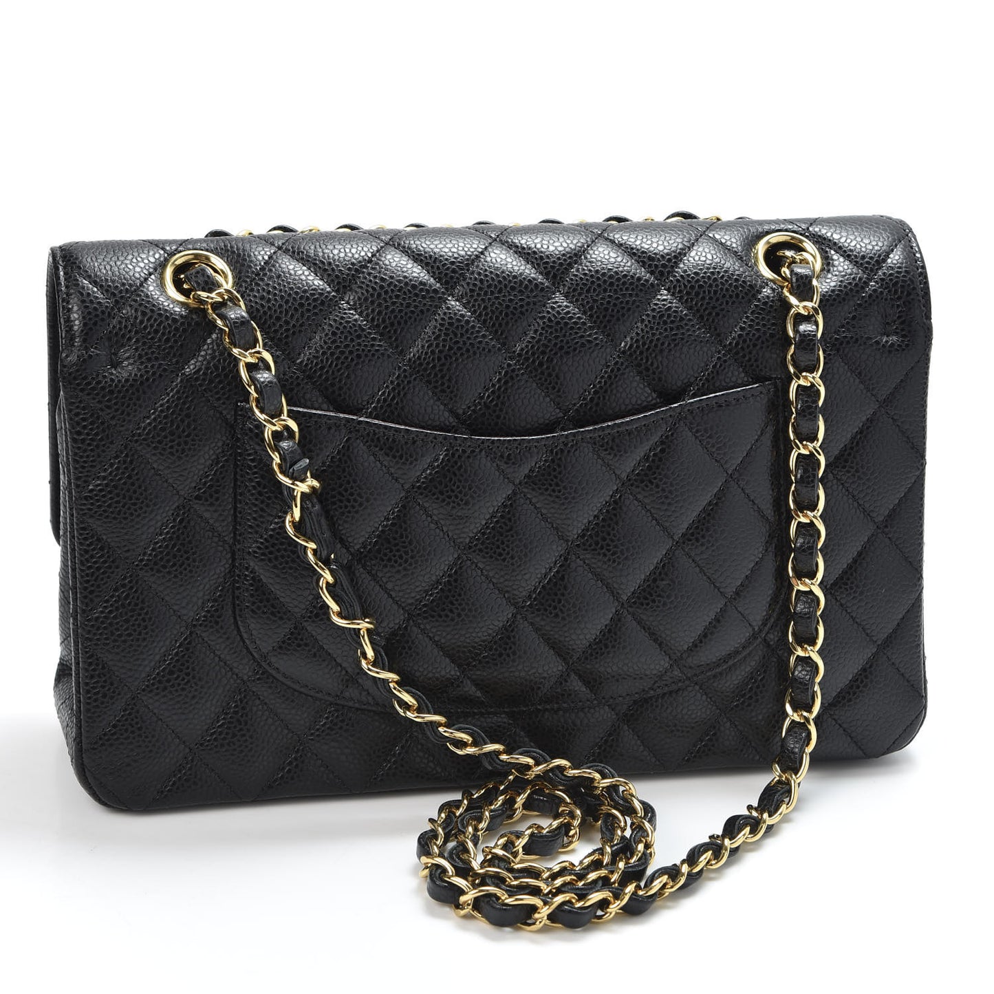 Caviar Quilted Medium Double Flap Black