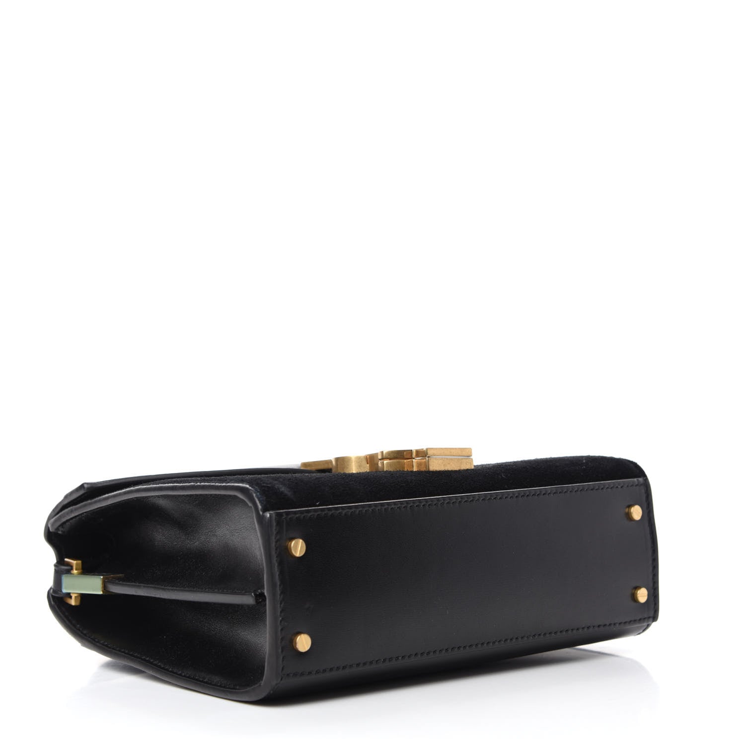 Saint Laurent Suede Leopard Print Mini Classic Monogram Cassandra Top Handle Manto Naturale Black 4 of 11