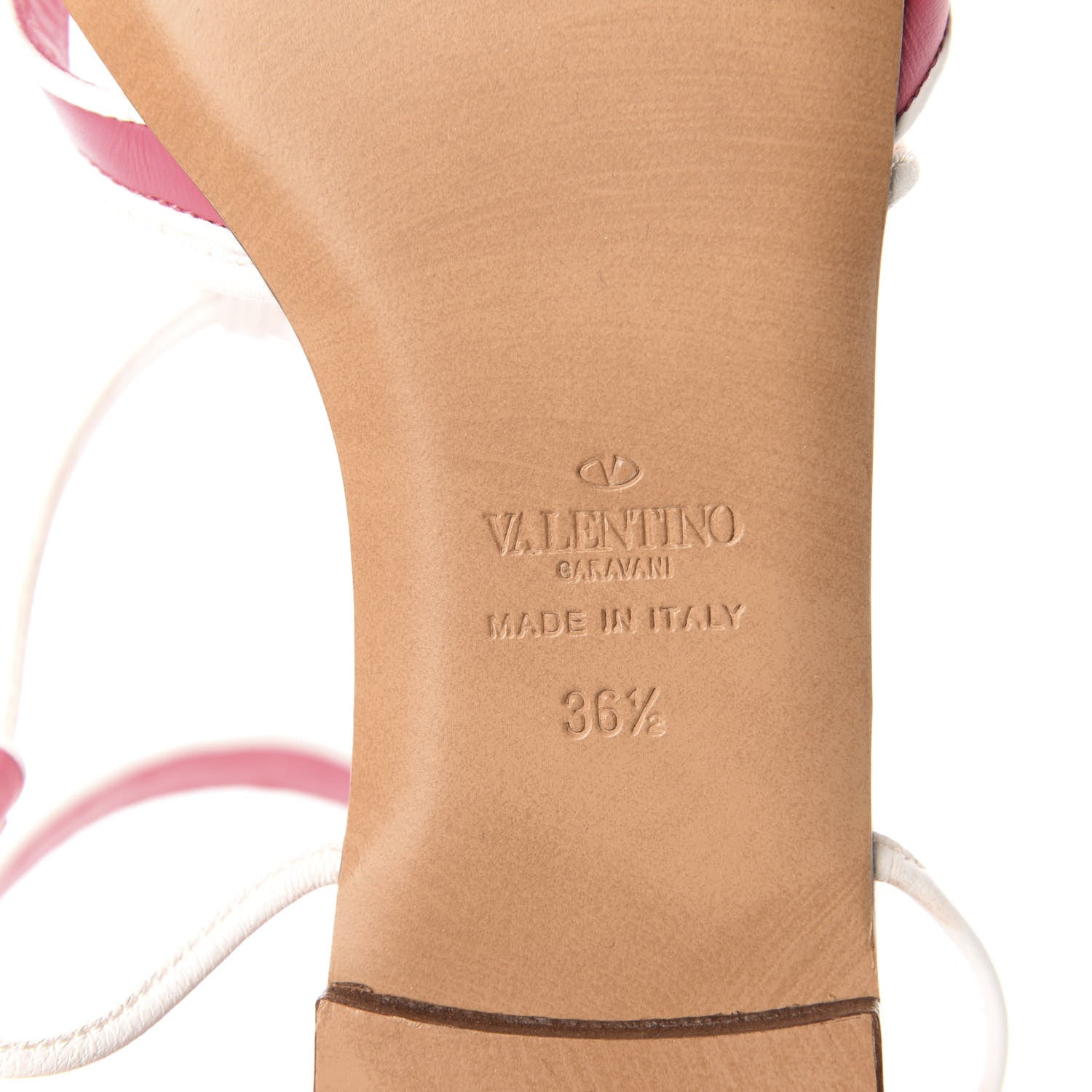 Valentino Garavani Calfskin Free Rockstud Ankle Strap Flat Sandals 38.5 Shadow Pink White 9 of 9