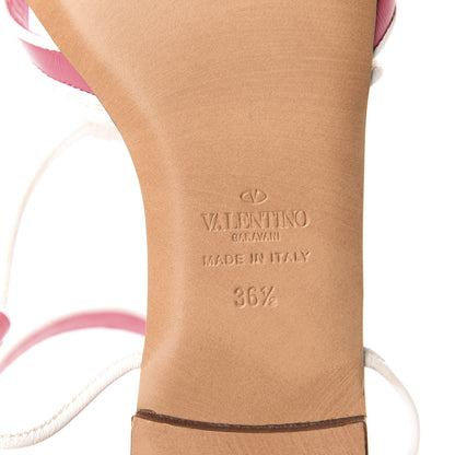 Valentino Garavani Calfskin Free Rockstud Ankle Strap Flat Sandals 38.5 Shadow Pink White 9 of 9