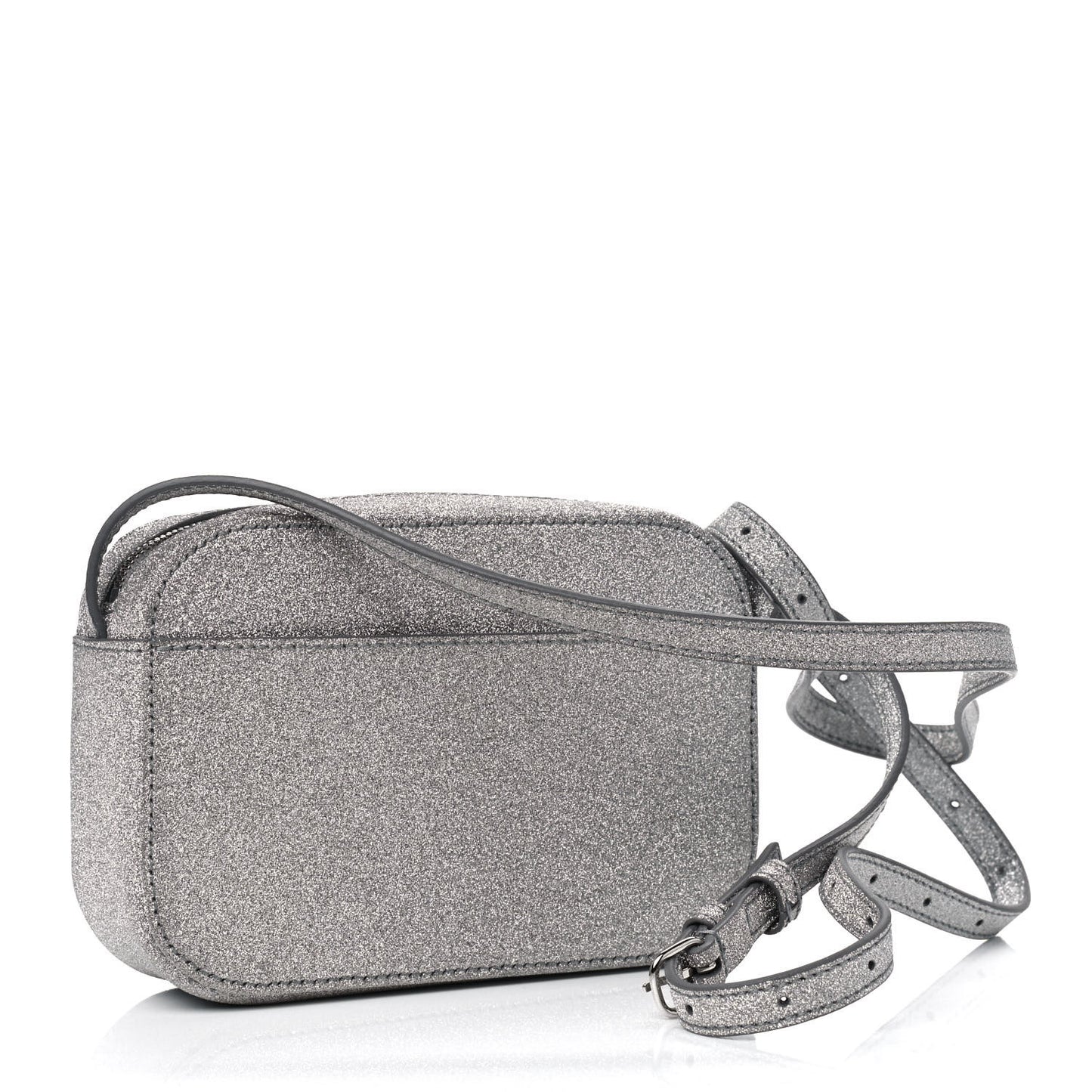 Glitter Calfskin Logo XS Everyday Camera Bag Silver
