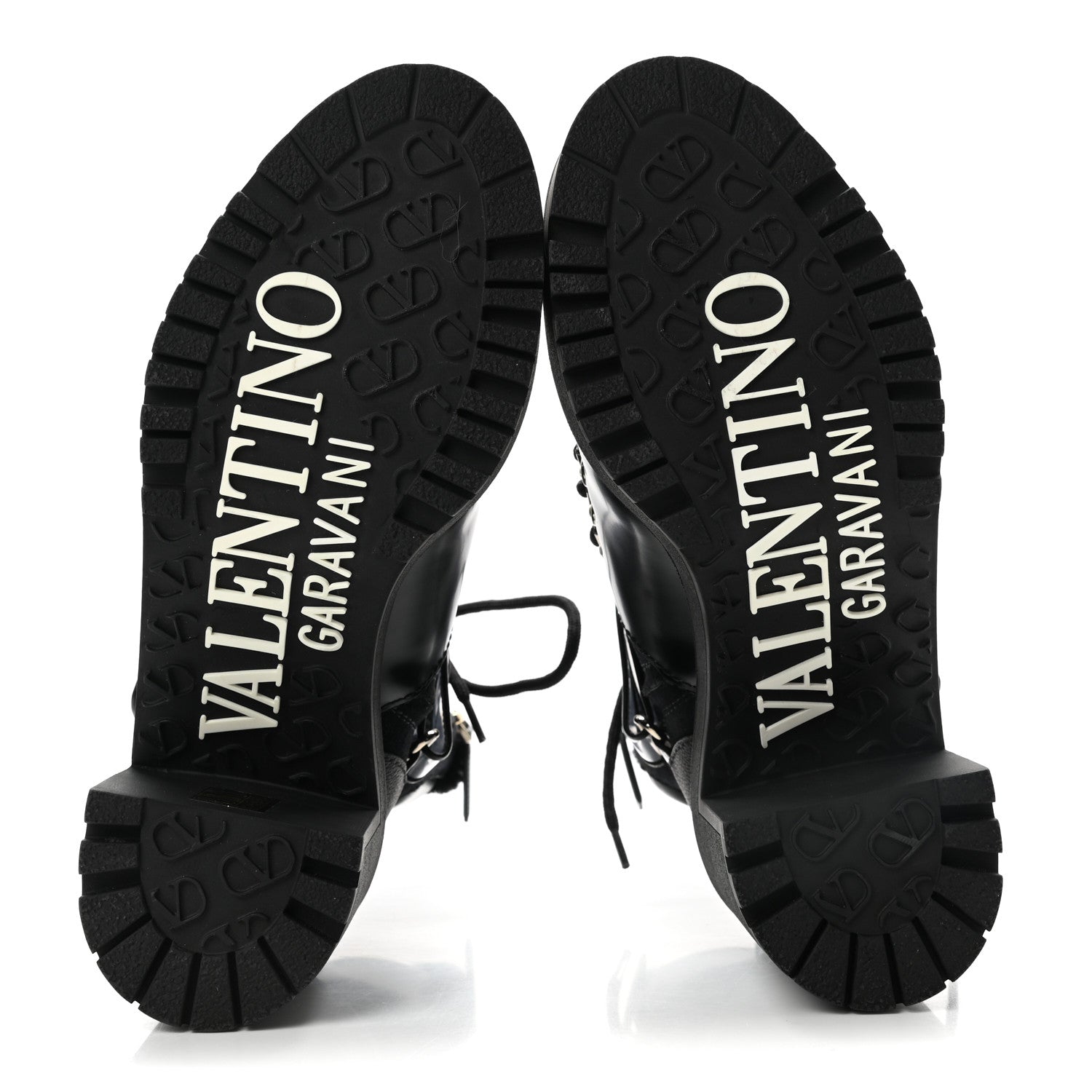 Valentino Garavani Calfskin Shearling VLOGO Combat Boots 38.5 Black 5 of 6