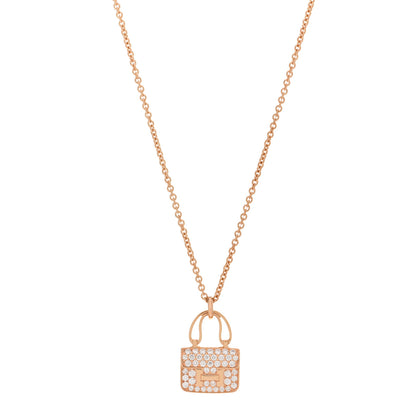 Hermes 18K Rose Gold Diamond Constance Amulettes Pendant Necklace 1 of 6