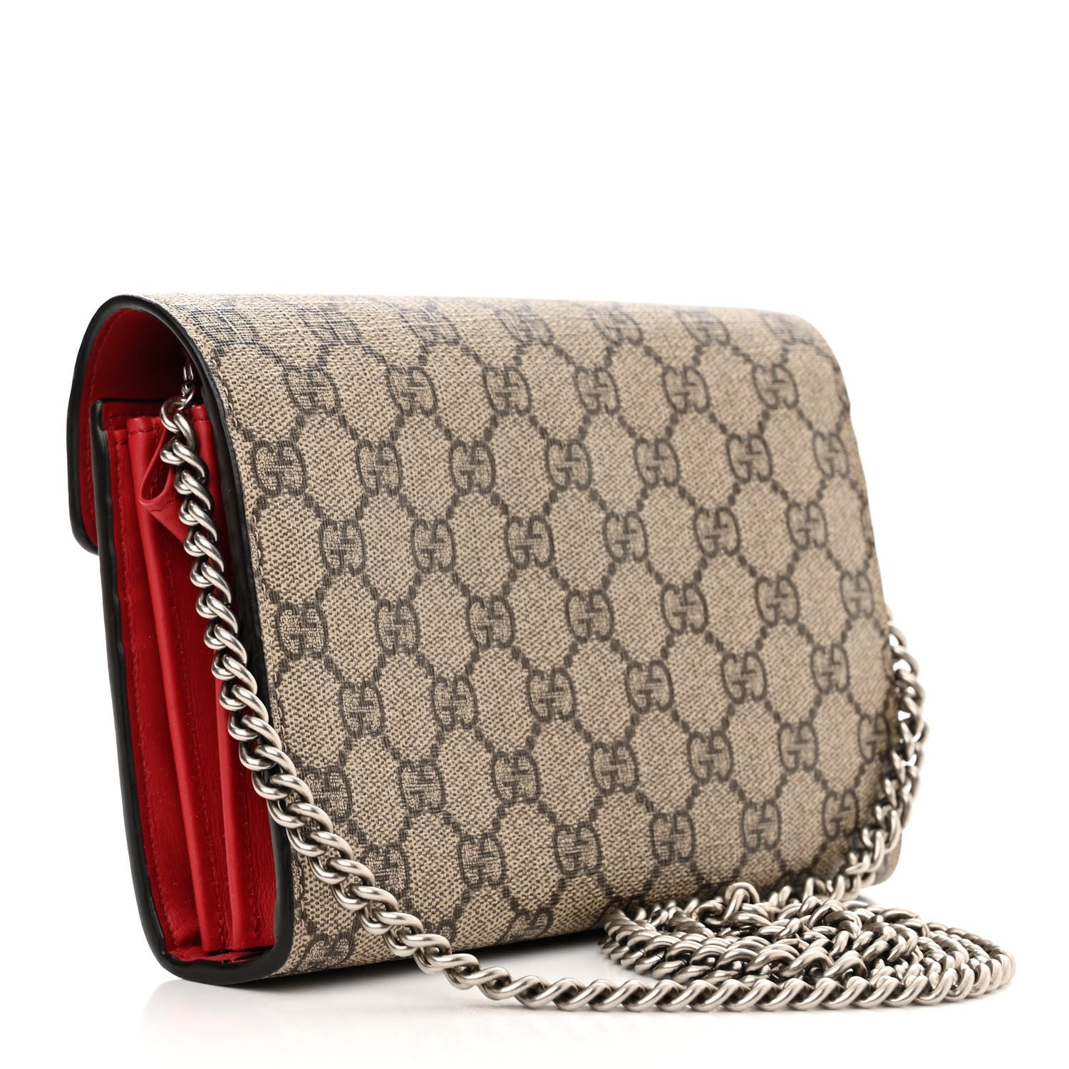 Gucci GG Supreme Monogram Mini Dionysus Chain Wallet Beige Vulcanic Red 3 of 10