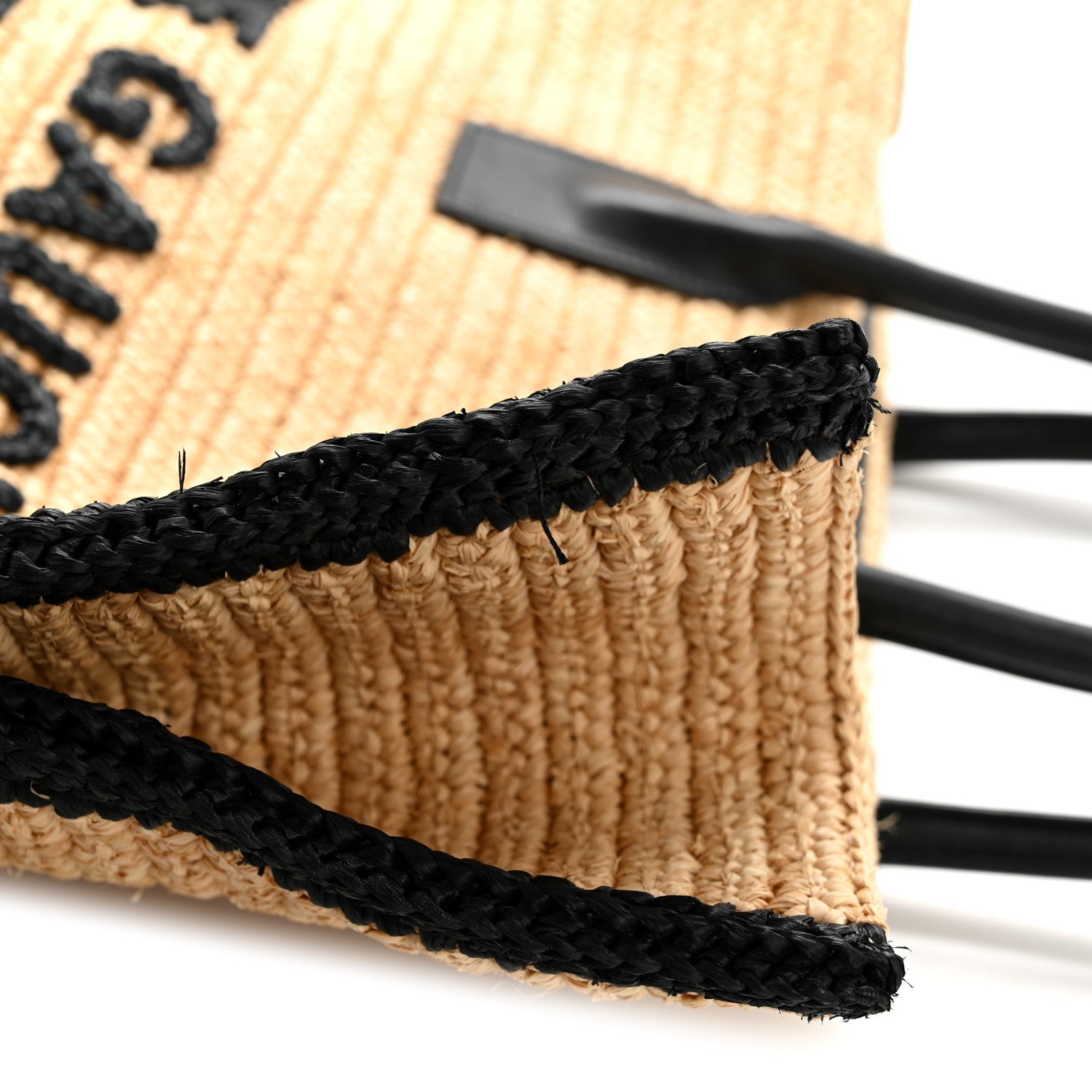 Saint Laurent Raffia Calfskin Rive Gauche Tote Naturale Black 13 of 13