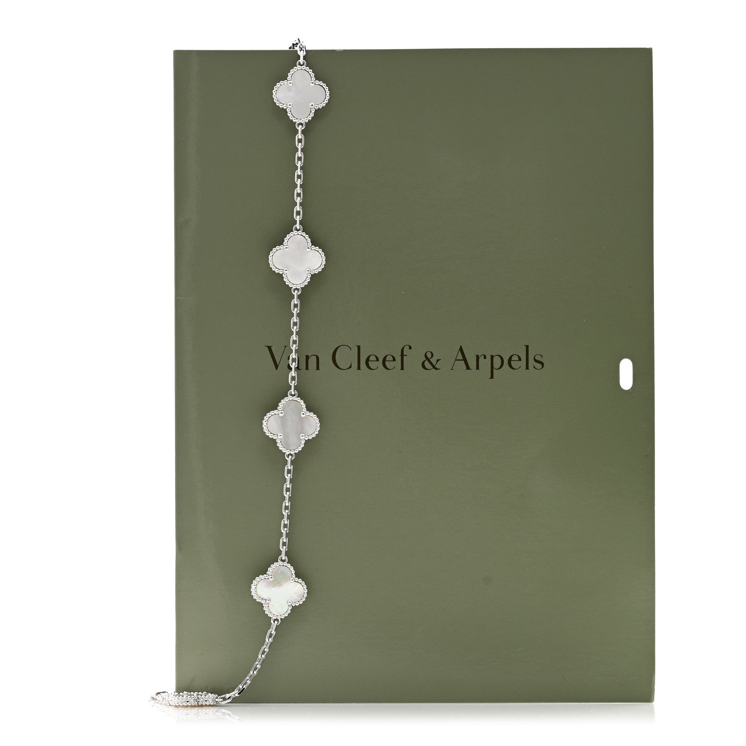 Van Cleef & Arpels 18K White Gold Mother of Pearl 10 Motifs Vintage Alhambra Necklace 7 of 7
