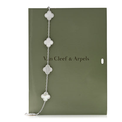 Van Cleef & Arpels 18K White Gold Mother of Pearl 10 Motifs Vintage Alhambra Necklace 7 of 7