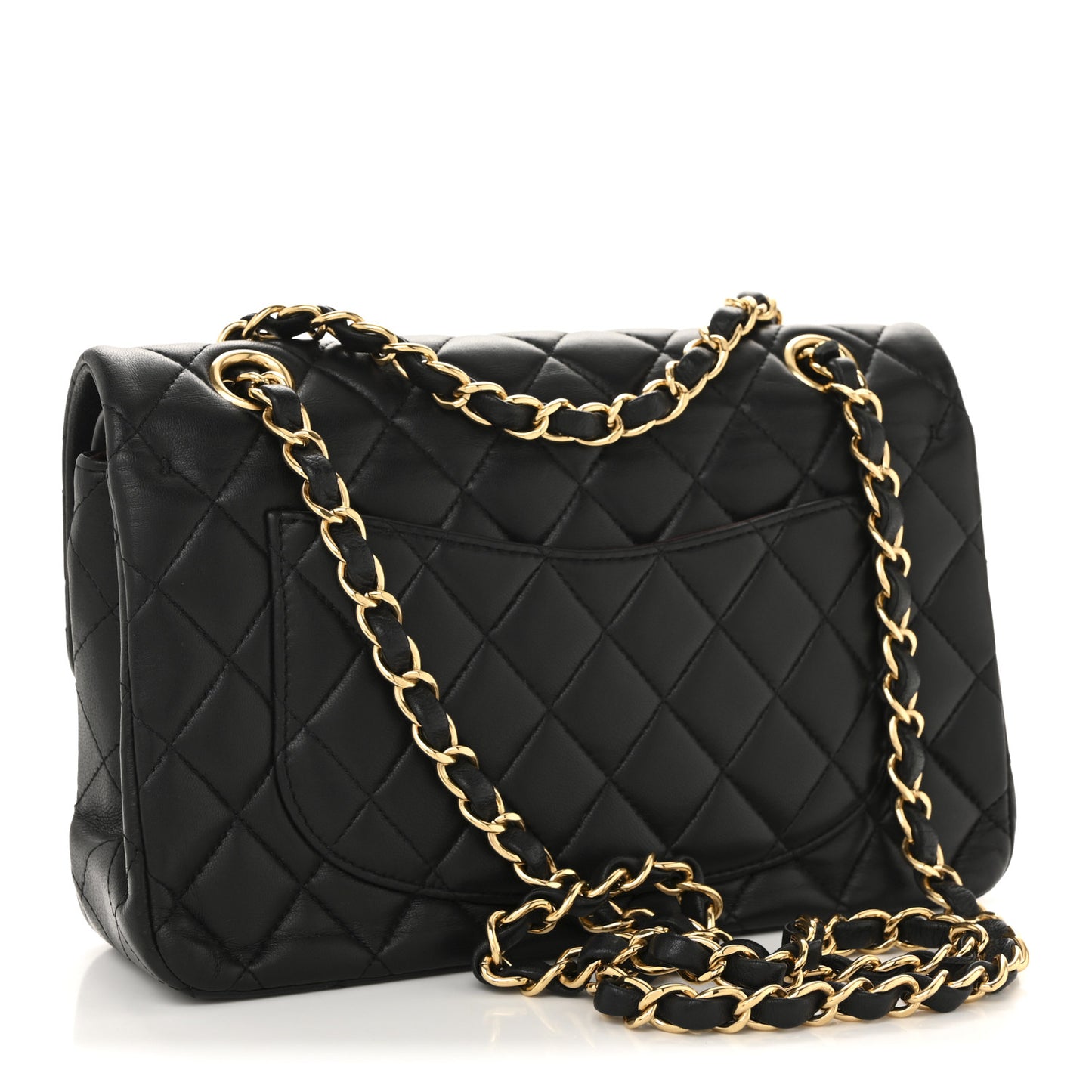 Lambskin Quilted Small Double Flap Black